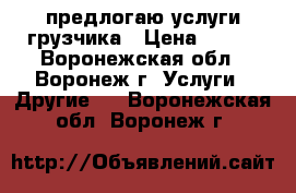 предлогаю услуги грузчика › Цена ­ 250 - Воронежская обл., Воронеж г. Услуги » Другие   . Воронежская обл.,Воронеж г.